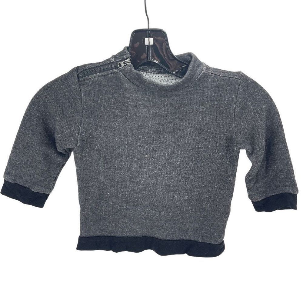 Afton Street Baby Pullover Sweatshirt Long Sleeve Zip Shoulder Gray Size 2 Toddl